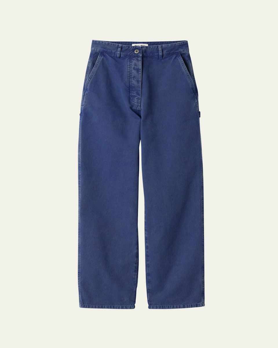 Mid-Rise Fitted Cotton Pants